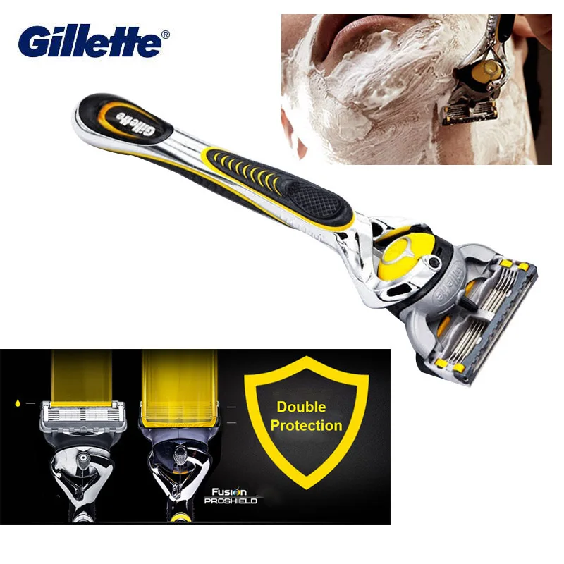 קנו מוצרי גילוח  Gillette Fusion ProGlide ProShiled Safety Razor No-Slip  Manual Razor Handle 5 Layers Sharp Razor Blades Men Shaving Hair Removal