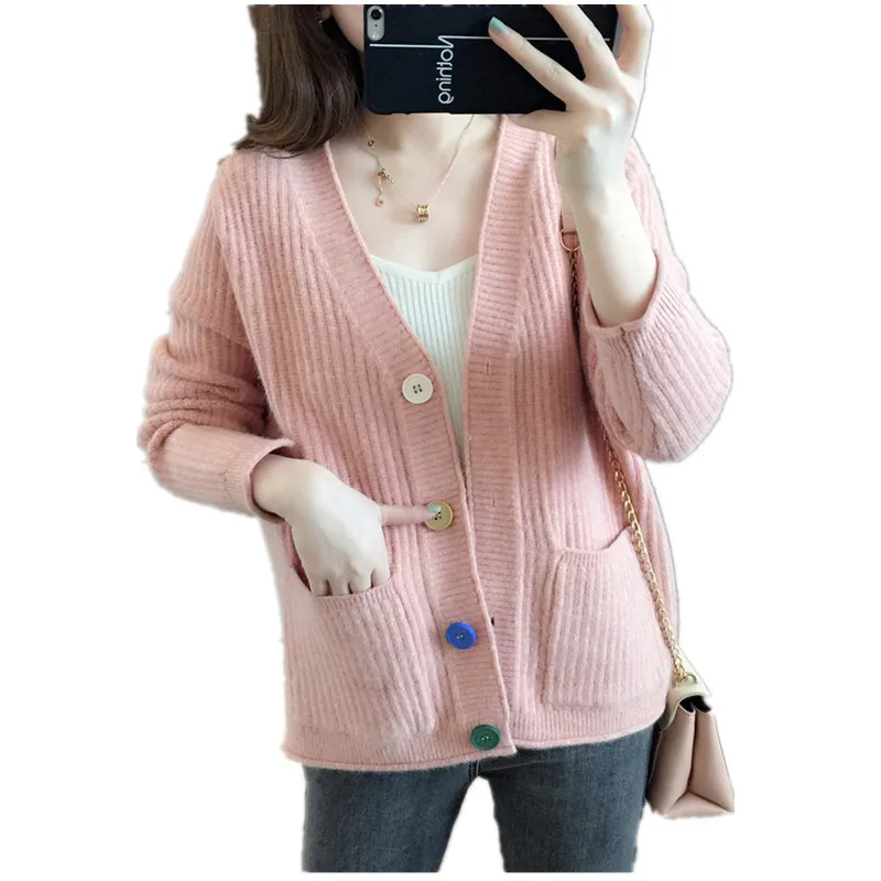2022 autumn new V-neck sweater Korean 