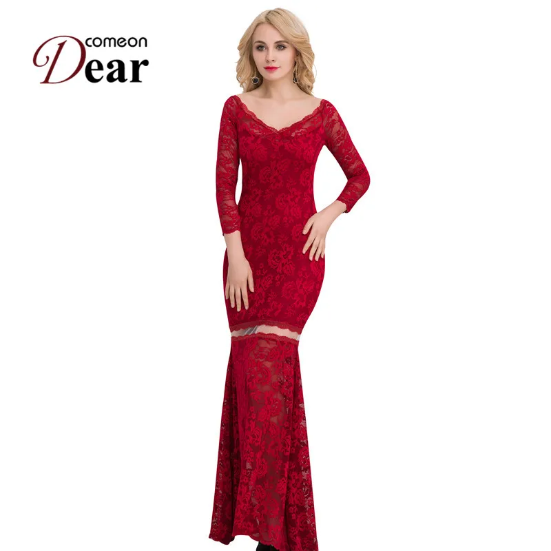 Long Sleeve Evening Gown Maxi Dress