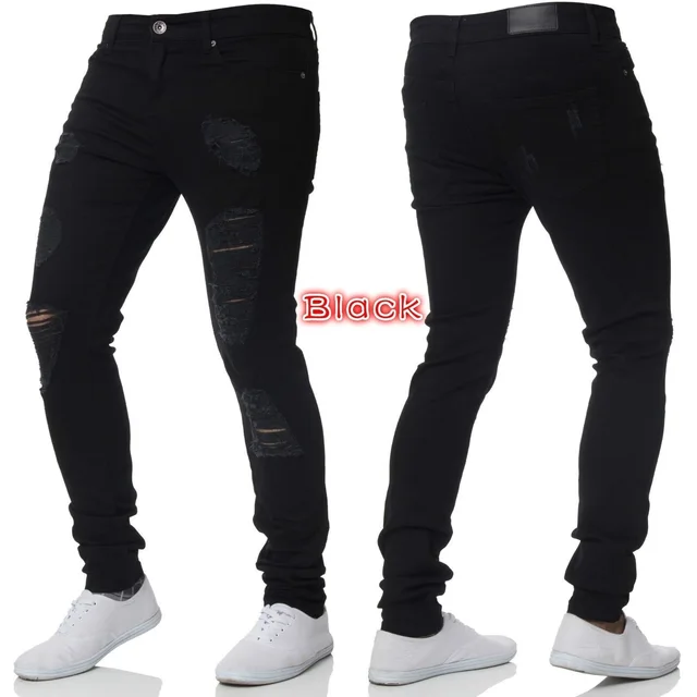 black ripped slim jeans men