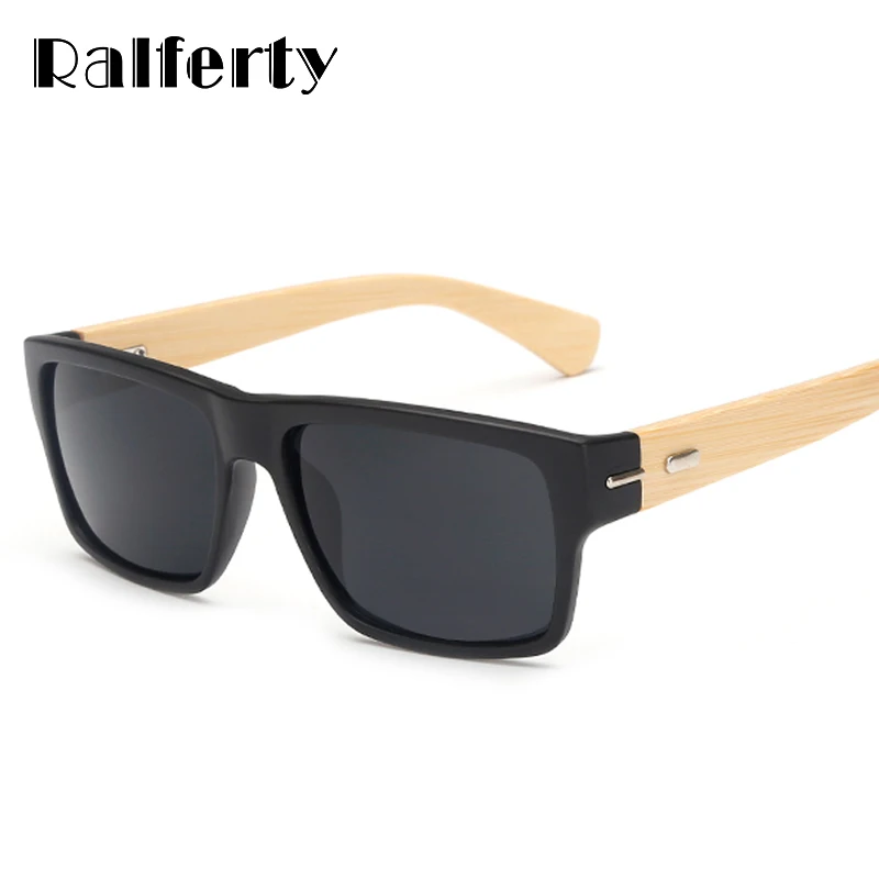 Ralferty Vintage Retro Black Handmade Bamboo Wood Sunglasses Men Square Sun Glasses For Men UV400 Outdoor Goggles lunettes Oculo-animated-img