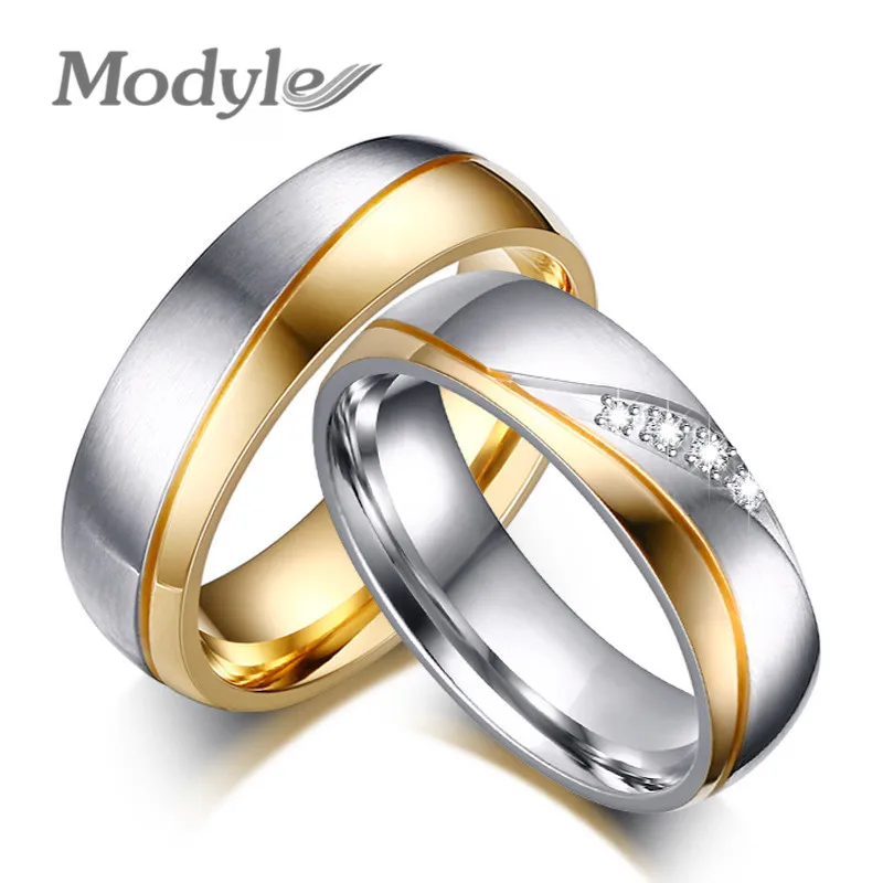 Modyle 2023 New Fashion Gold-color Rings For Women Man Wedding Ring 316l Stainless Steel Promise Jewelry-animated-img