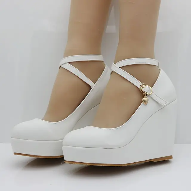 White high heel wedges Clearance