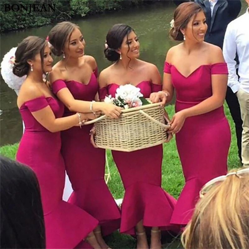 Shoulder Bridesmaid Dress Prom Party Gown