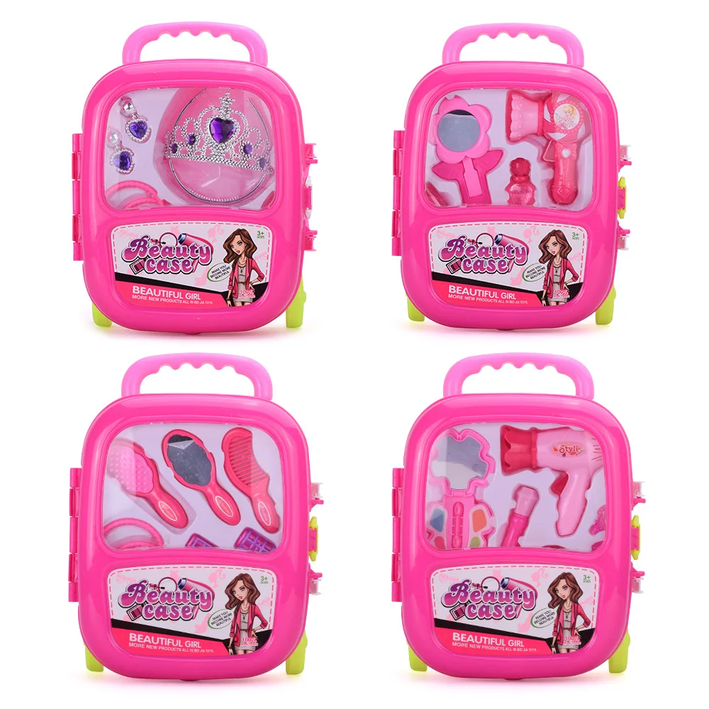 Αγορά Παιχνίδια ρόλων  Girl Jewelry Play House Makeup Makeup Toy Children  Simulation Hairdressing Toy Hair Dryer Suitcase Luggage