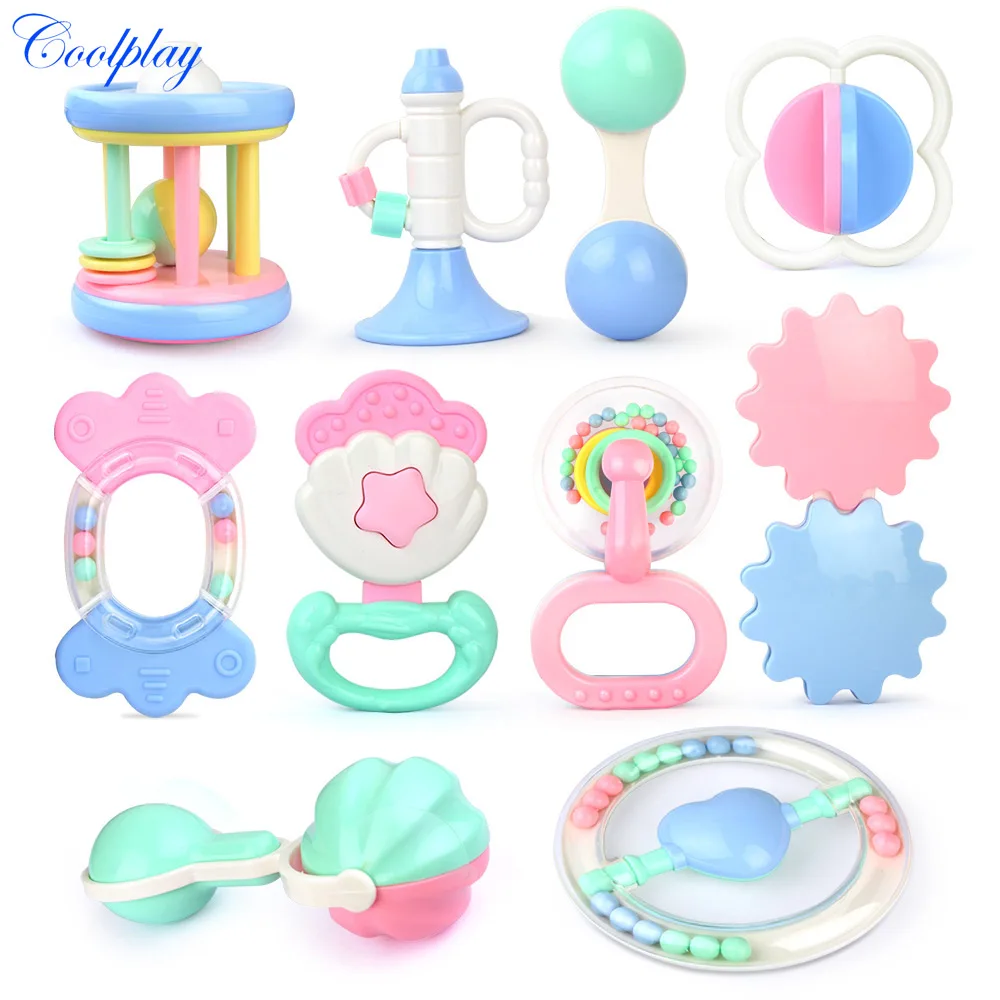 Coolplay Baby Toys Hand Hold Jingle Shaking Bell Hand Shake Bell Ring Baby Rattles Toys Newborn Baby 0- 12 Months Teether Toys-animated-img