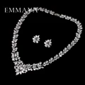 Emmaya New Top White Gold Plate Flower AAA Cubic Zircon Pendant/Earrings for Women Wedding Jewelry Sets preview-3
