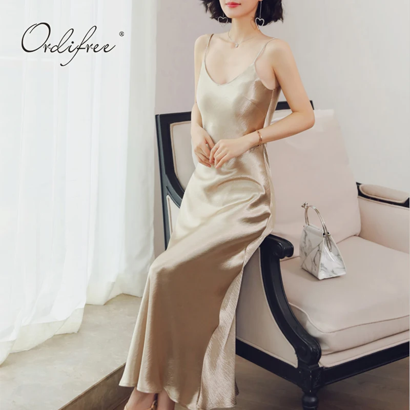 Ordifree 2022 Summer Women Long Satin 