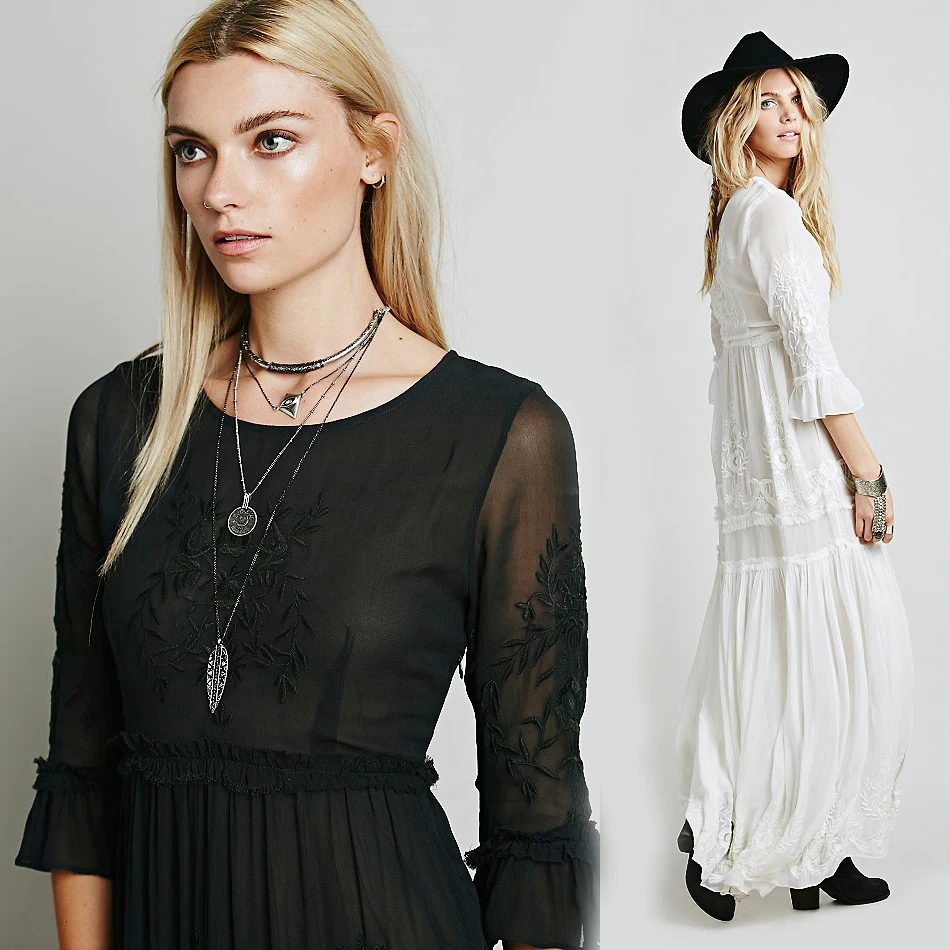 bohemian black maxi dress