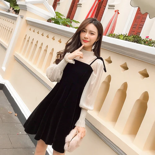 Women Dress Autumn 2020 Vintage Velvet 