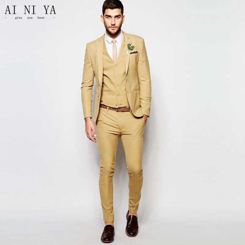 golden colour 3 piece suit