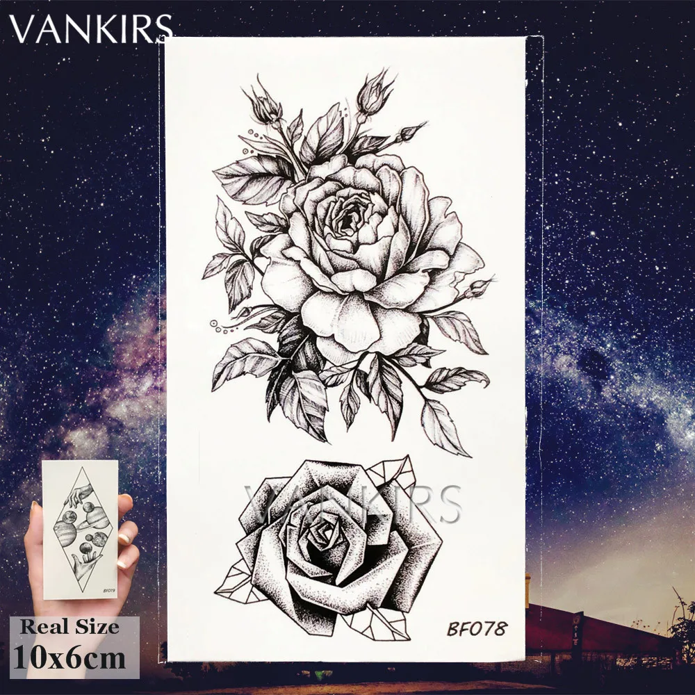 Agora Tatoyaz Black Fake Henna Flower Women Tattoo Temporary Small Moth Arm Art Tattoos Men Neck Bear Peak Moon Waterproof Diy Tatoos Stickers