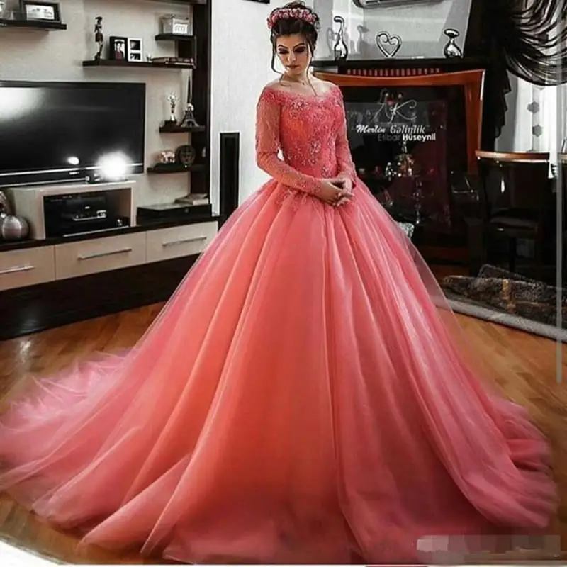 coral evening dress