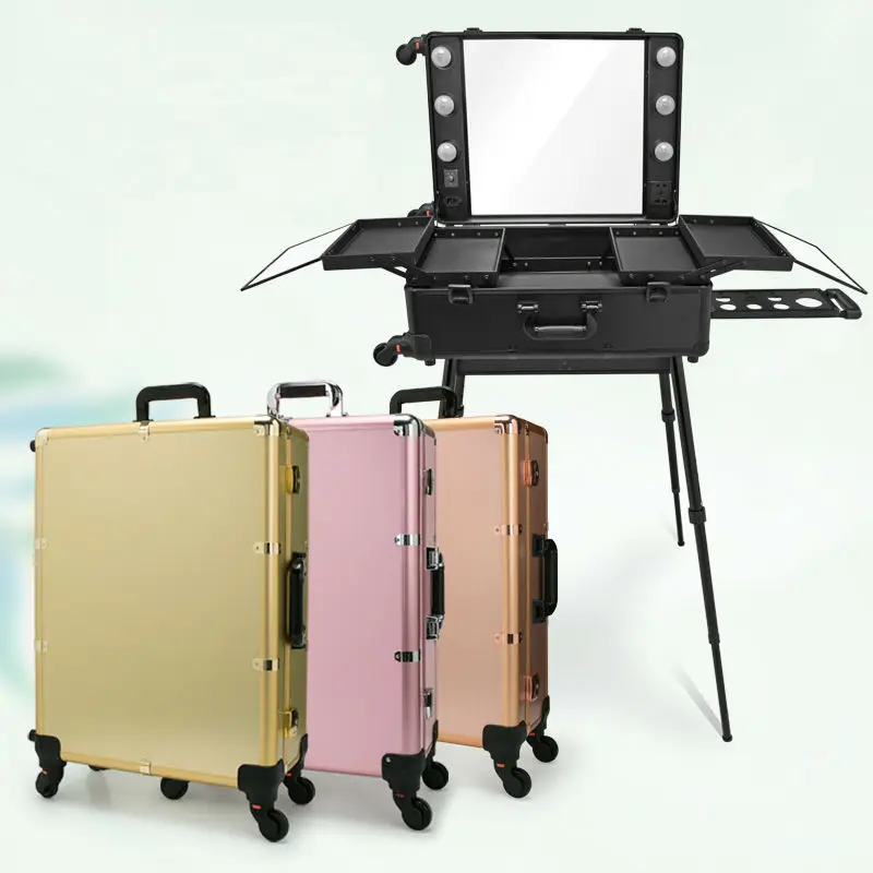 makeup trolley case with lights