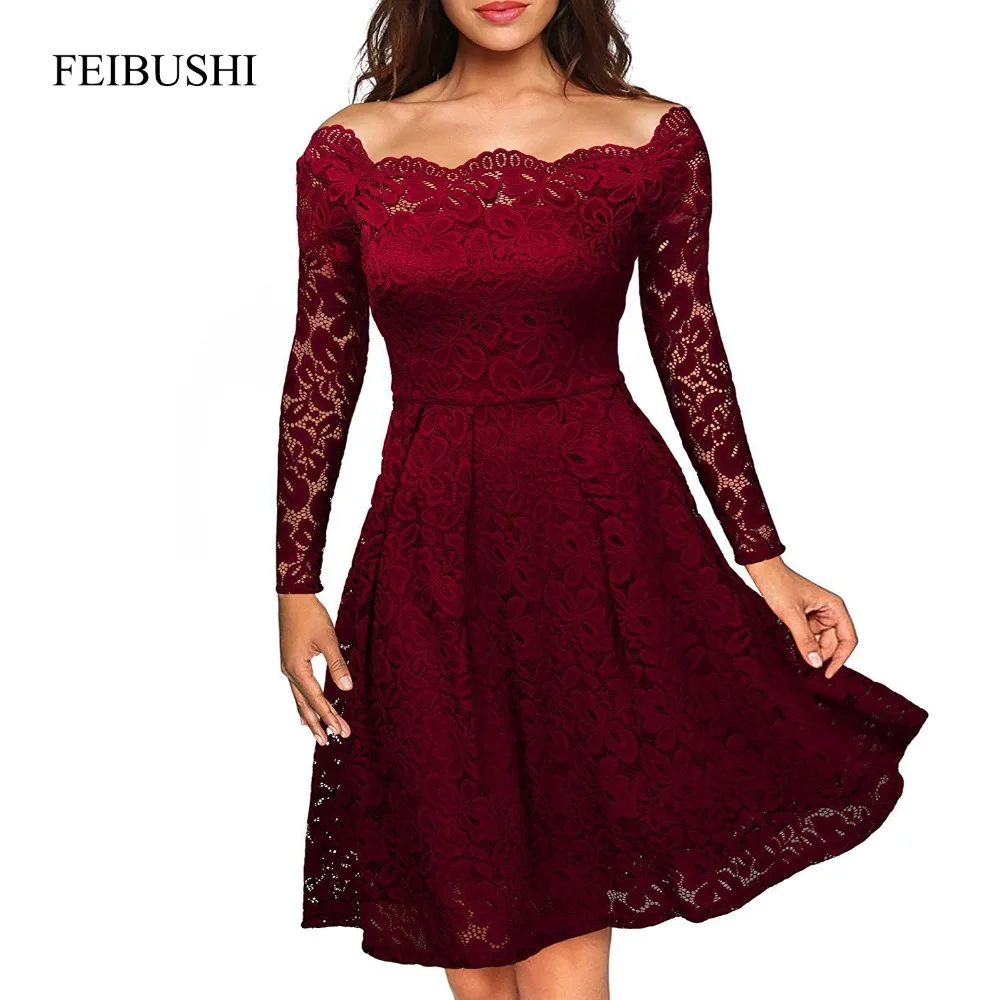 FEIBUSHI Robe Femme Embroidery Vintage 