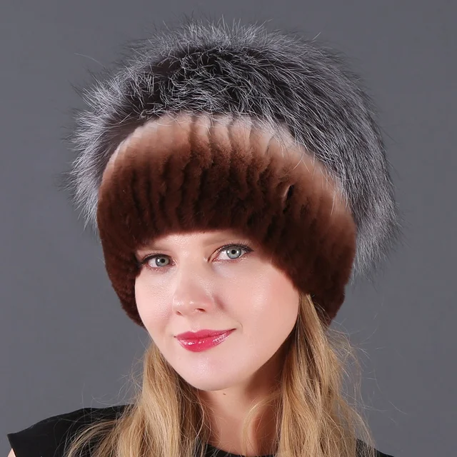 Women's Fur Hat Russian Knit Cap Hat 