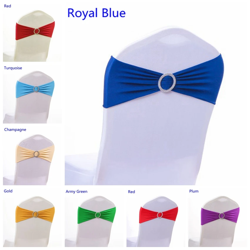 blue spandex chair sashes