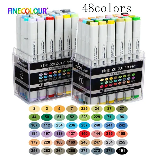 Finecolour EF101 Professional Markers Standard 60/72 Colors Double Headed  Sketch Drawing Marker Pens Art Supplies