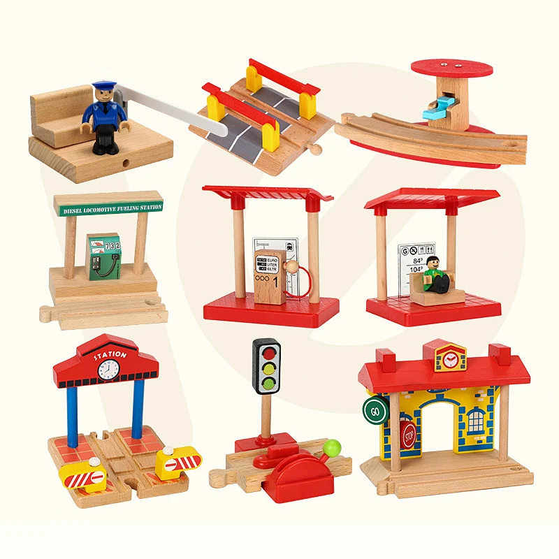 wooden toy train station