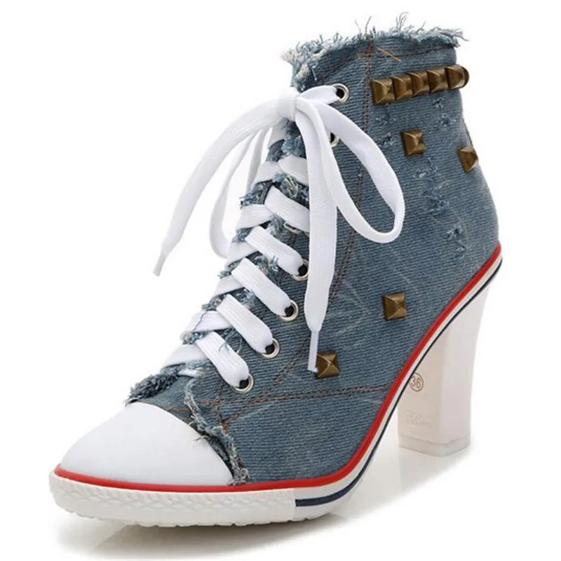 denim sneaker boots