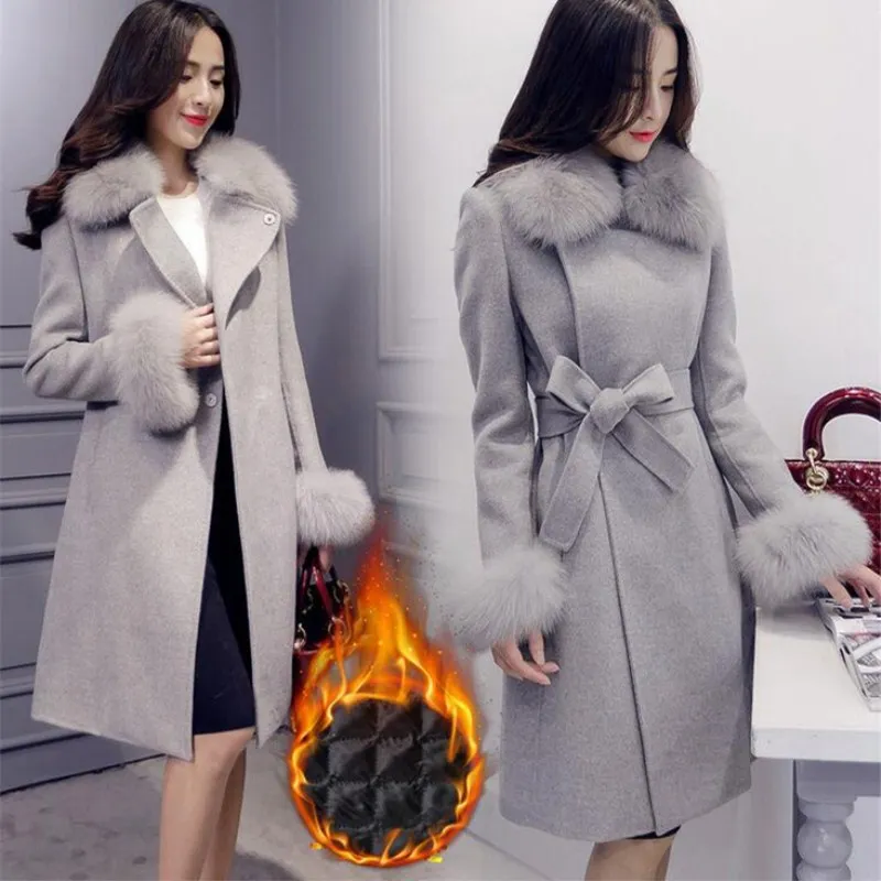 wool coat fur collar womens