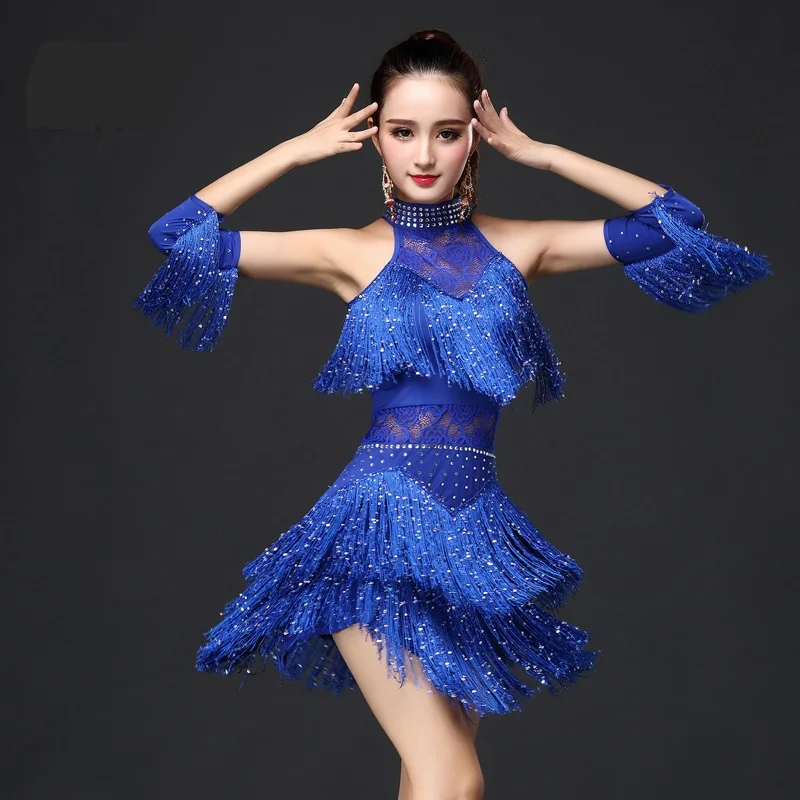 Latin Dance Costume Women Ballroom Tango Salsa Cha Cha Tassel Latin