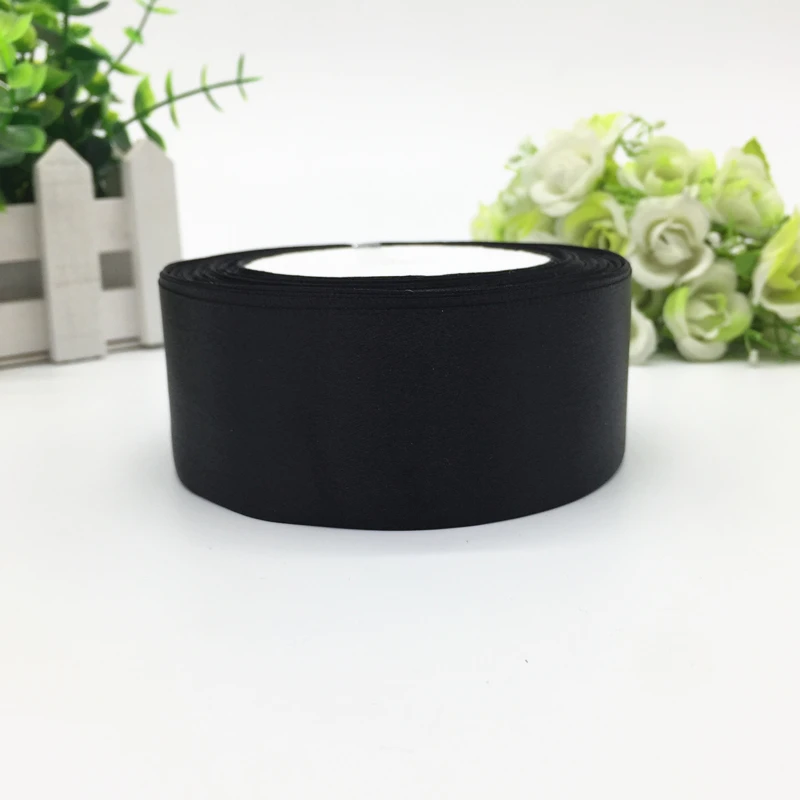 25Yards/Roll 25mm Christmas Black Gift Satin Ribbon for Sewing DIY Natural  Ribbon Bow for Crafts Fabric Party Wedding Decoration