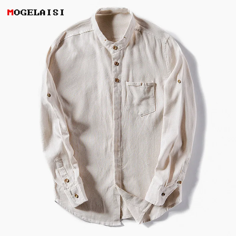 Fashion Autumn Men Shirts Made Linen 