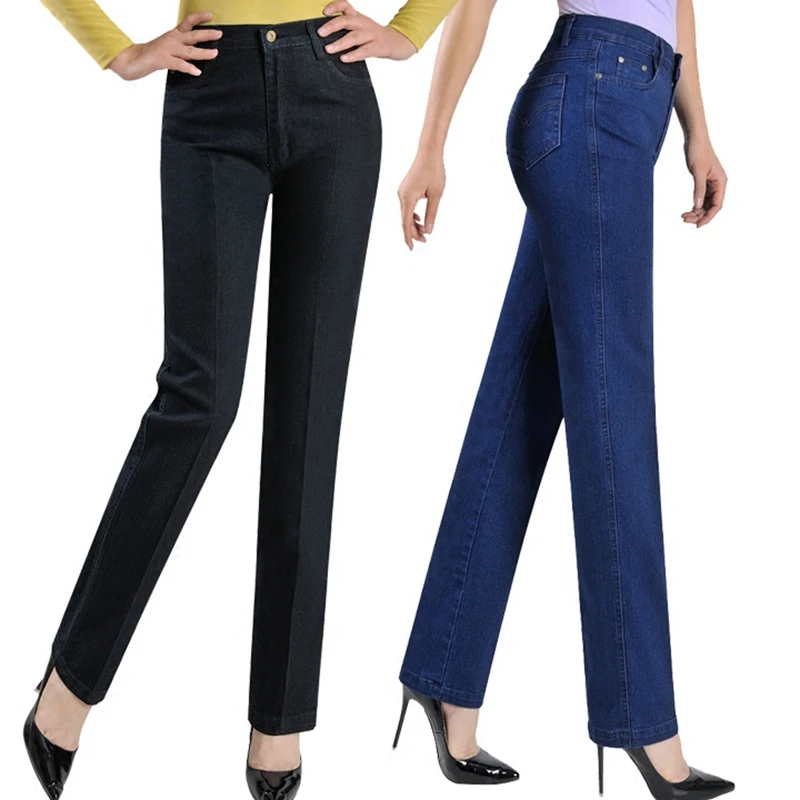 Jeans for Women Spring Autumn Winter Warm Mother Pants Pocket Loose Stretch Straight Casual Plus Size Slim Lady's Trousers-animated-img