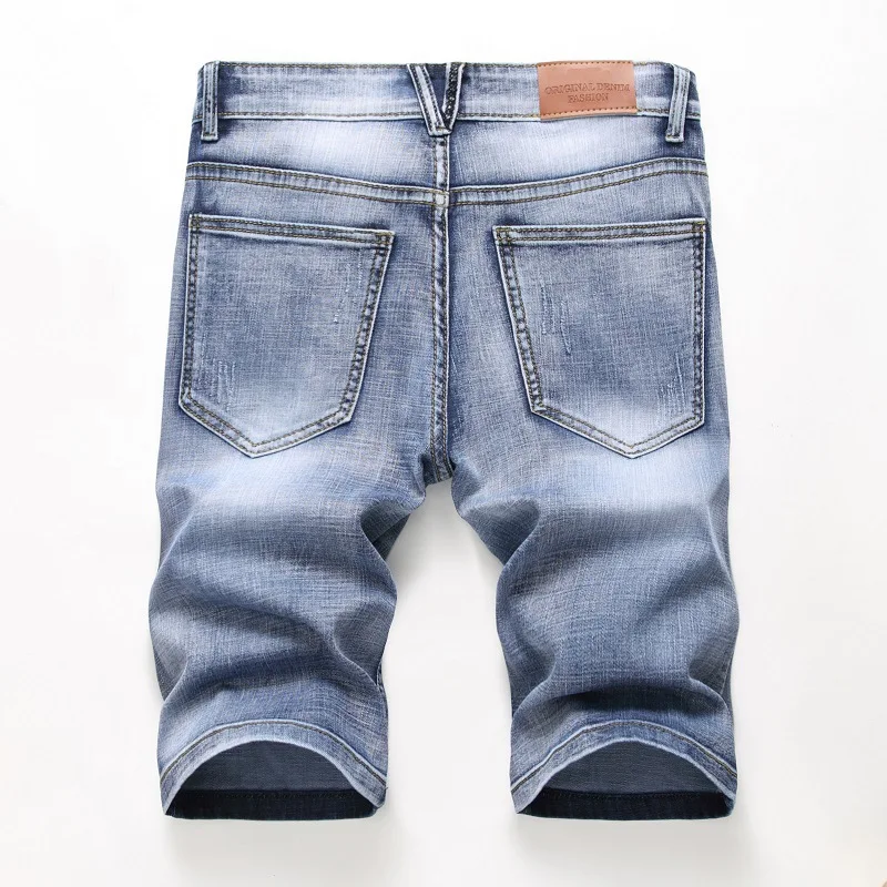 mens elastic jean shorts