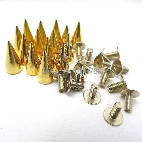 50pcs/set 7x10mm Cone Studs And Spikes DIY Craft Cool Punk Garment Rivets  For Clothes Bag Shoes Leather DIY Handcraft