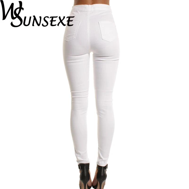 Summer Style White Hole Skinny Ripped 