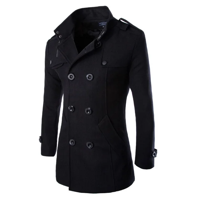 black pea coat mens long