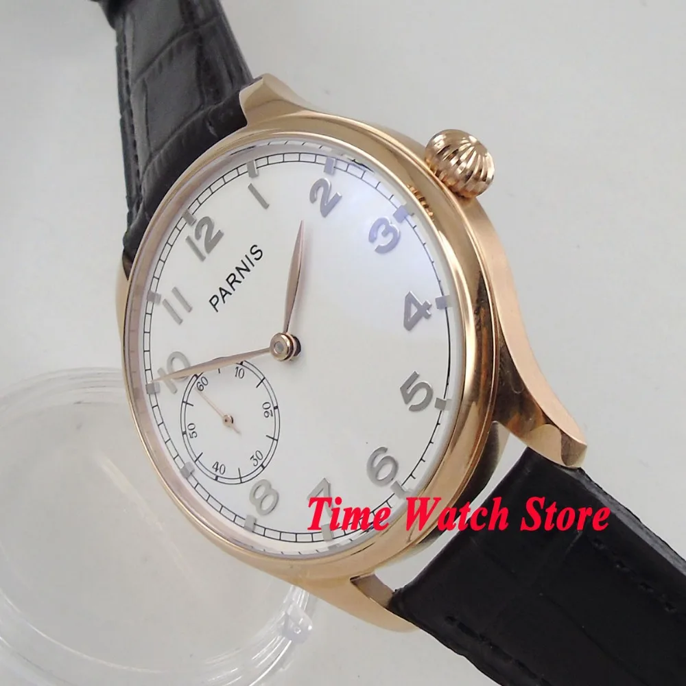 Αγορά Ανδρικά Ρολόγια  Parnis 44mm Golden case white dial polished golden  hands 17 jewels mechanical 6497 hand winding movement men's watch 1043