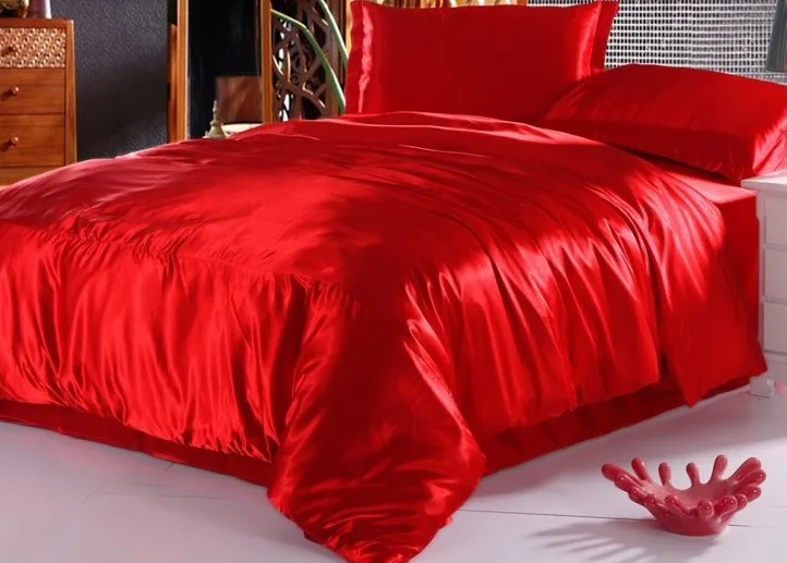 red silk duvet cover