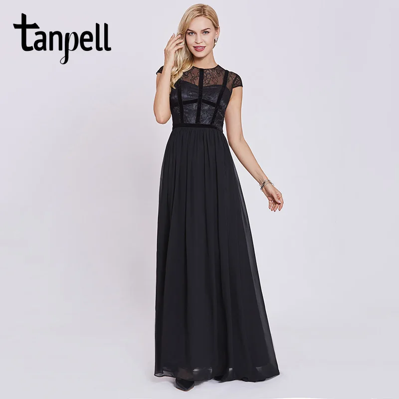 Tanpell lace long evening dresses black 