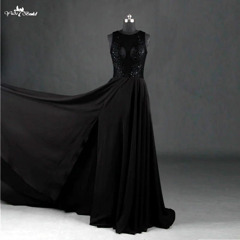 Αγορά Βραδινά φορέματα  RSE612 2015 Sexy Long Evening Dress See Through  Black Chiffon