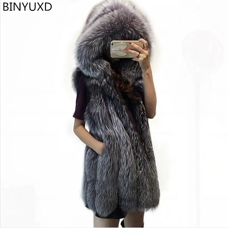 womens hooded fur vest