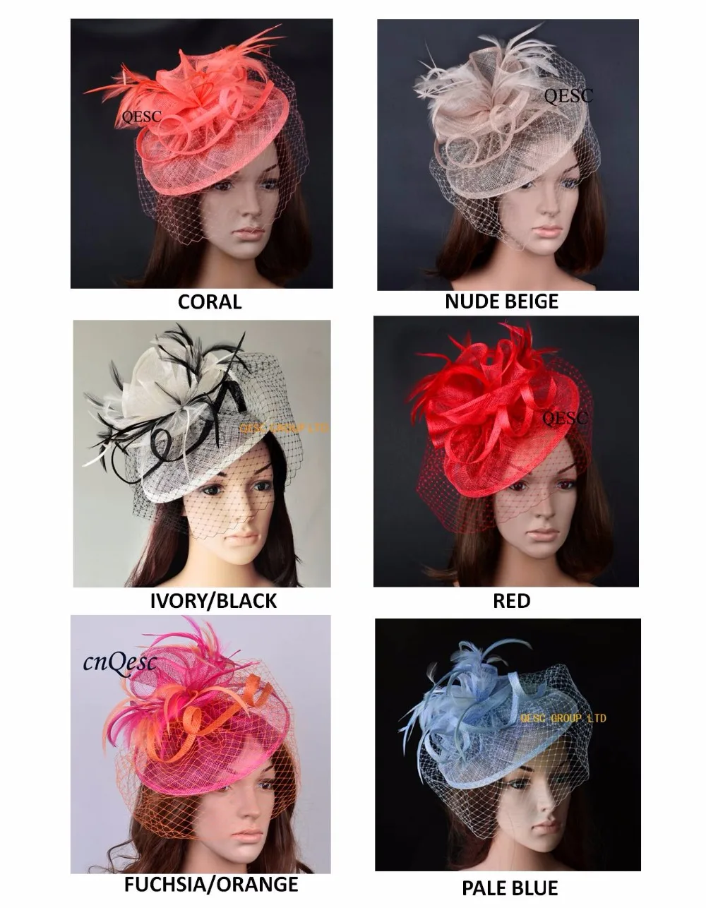 New colors arrival,Sinamay fascinator hat with feathers and veiling for Kentucky Derby church wedding party races.FREE SHIPPING-animated-img