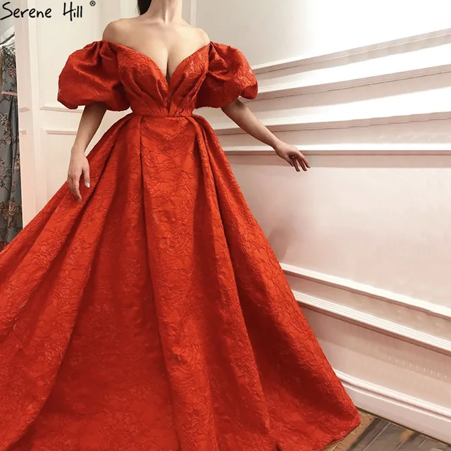 red designer gown