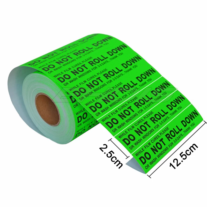 EHDIS 100pcs 125*25mm Adhesive Tape Rope for Packing Warning Car Wrapping DO NOT ROLL DOWN Window Stickers Carbon Tint Film Tool-animated-img