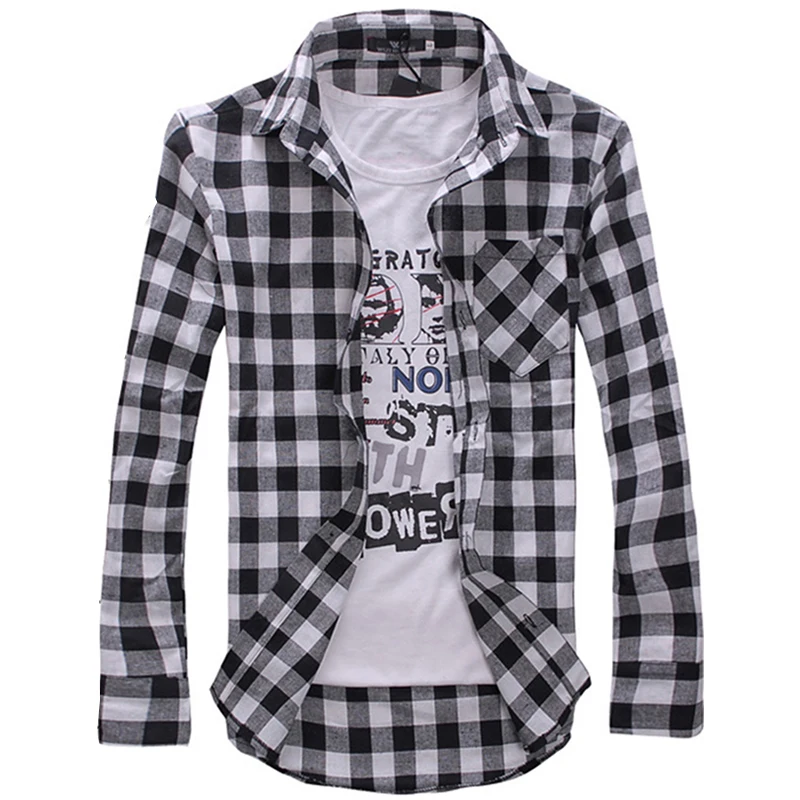 Plaid Shirts Men's Shirt Social Spring 