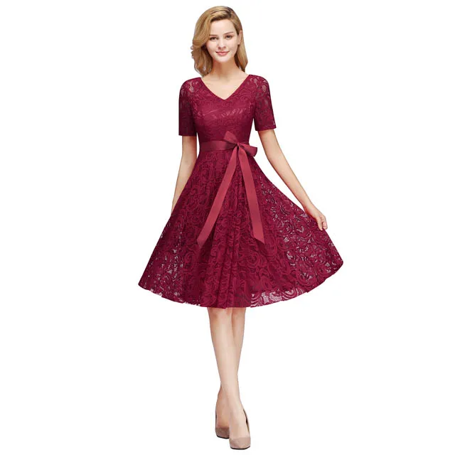 2019 V Neck backless cocktail dress 