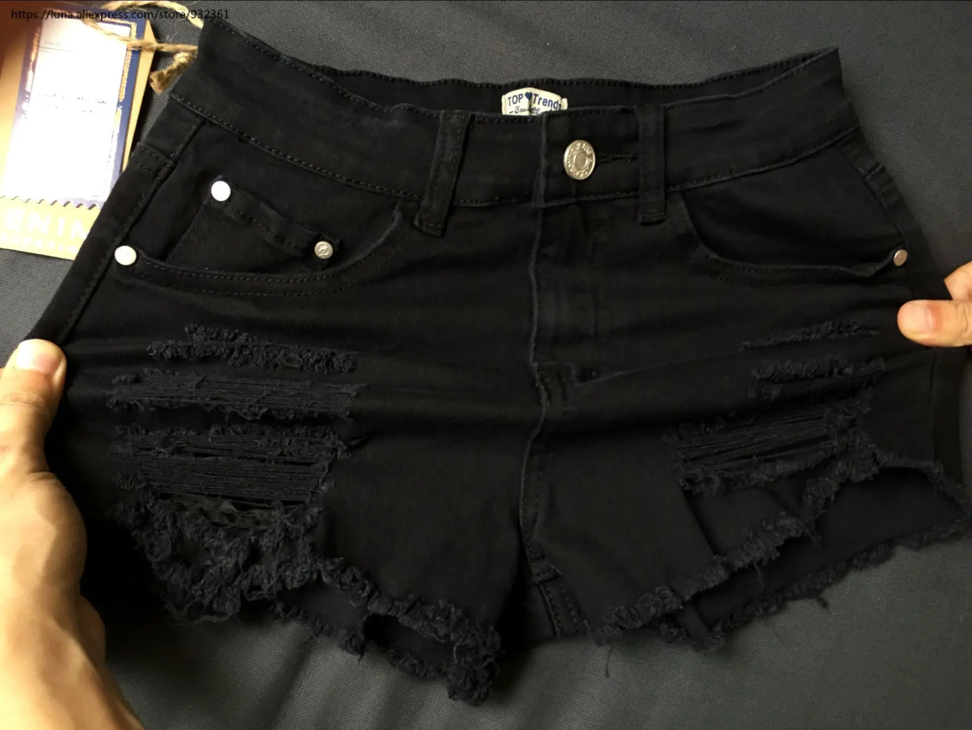 Fashion Elastic High Waist Black Denim 
