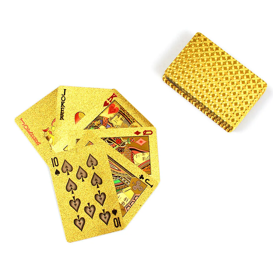 Gold Foil Plated Poker Plastic Poker Playing Cards Waterproof Cards Golden Playing Card Set Gambling Board Game Special Gift-animated-img