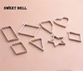 Sweet Bell 16pcs mix heart star oval rectangle triangle charm Hollow glue blank pendant tray bezel charms  DIY Handmade 12C12D preview-4