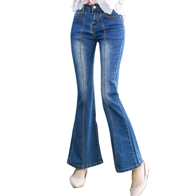 2017 Vintage Mid Waist Elastic Flare 