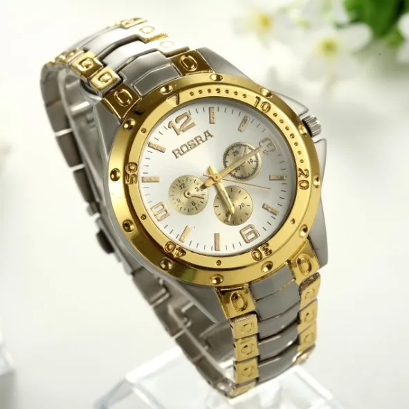 Acquistare Orologi da uomo | Luxury Brand ROSRA Watch Men Fashion Watches  Luxury Gold Watches Men Stainless Steel Analog Quartz Watches horloges  mannen