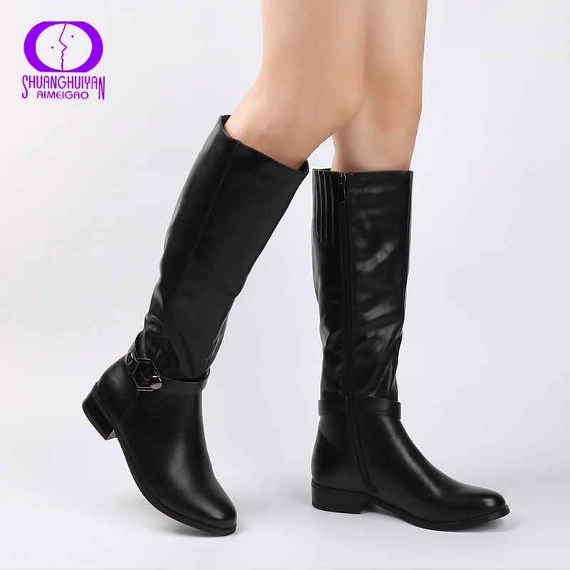 knee high leather winter boots