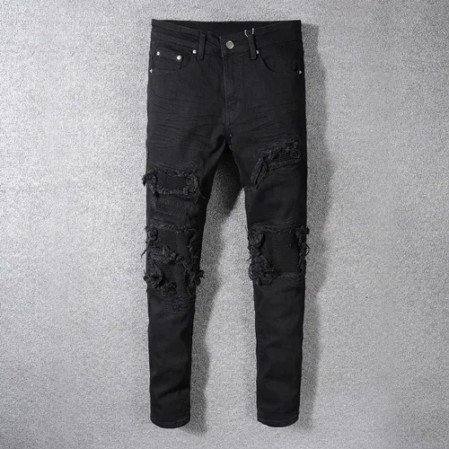 amiri jeans patchwork black